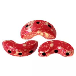   Arcos® par Puca®gyöngy - Opaque Coral Red Splash - 5x10 mm