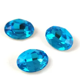 AURORA ovális kaboson - 14x10mm - Dark Aquamarine