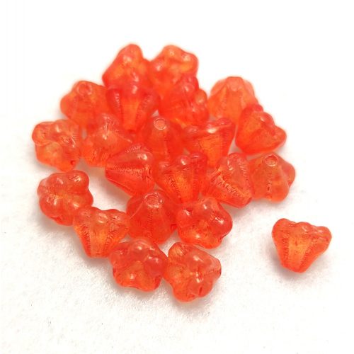 Cseh préselt virág gyöngy - harangvirág - Crystal Peach Luster - 4x6mm - 20+2db