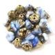 Cseh préselt virág gyöngy - harangvirág - Alabaster Light Sapphire Amber - 4x6mm - 20+2db