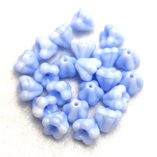 Czech pressed flower bead - Bluebell - Light Sapphire - 4x6mm