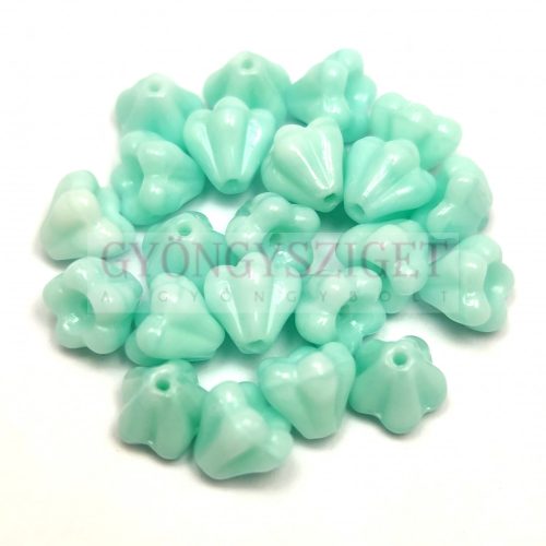 Czech pressed flower bead - Bluebell - Light Mint - 4x6mm