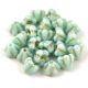 Czech pressed flower bead - Bluebell - Light Mint Blend Gold - 4x6mm