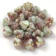Cseh préselt virág gyöngy - harangvirág - Turquoise Amethyst Gold - 4x6mm - 20+2db