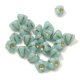 Czech pressed flower bead - Bluebell - Opal Aqua Gold - 4x6mm