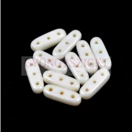   Czech Mates Beam - háromlyukú hasáb  - White Luster - 3x10mm