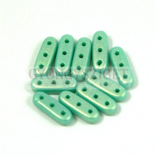 Czech Mates Beam - 3hole  - sueded gold turquoise green - 3x10mm