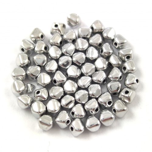 Czech glass bead - Bicone - 4mm - Silver