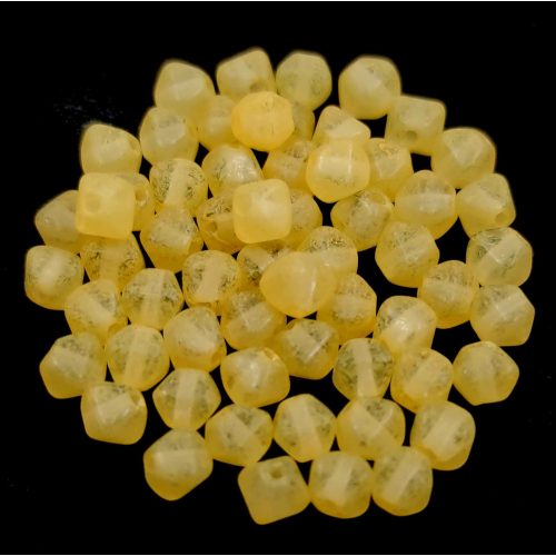 Czech Pressed Bicone Glass Bead - Crystal Matt Dyed Yellow  - 4mm