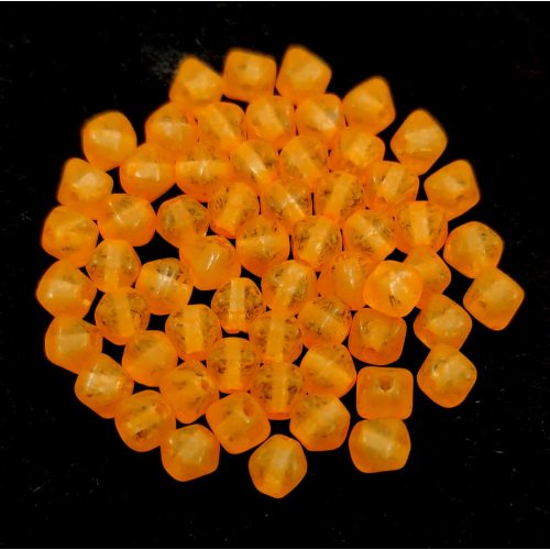 Czech Pressed Bicone Glass Bead - Crystal Matt Dyed Orange - 4mm