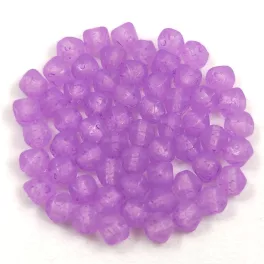   Czech Pressed Bicone Glass Bead - Crystal Matt Dyed Purple  - 4mm