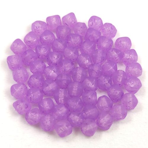 Czech Pressed Bicone Glass Bead - Crystal Matt Dyed Purple  - 4mm
