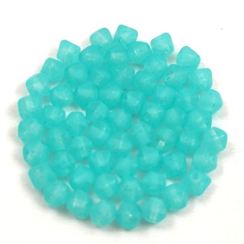 Czech Pressed Bicone Glass Bead - Crystal Matt Dyed Turquoise Green  - 4mm