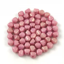 Czech glass bead - Bicone - 4mm - Chalk White Pink Luster