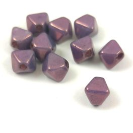   Cseh préselt üveg gyöngy - Bicone - 6mm - Alabaster Lila Vega Luster