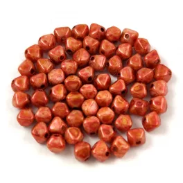   Czech glass bead - Bicone - 4mm - Chalk Spotted Copper Luster