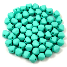 Czech glass bead - Bicone - 4mm - White Opal Matt Turquoise