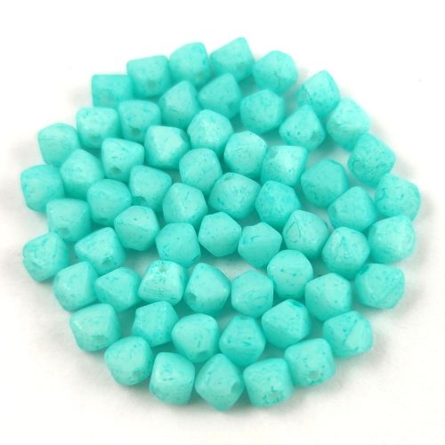 Czech glass bead - Bicone - 4mm - Alabaster Matt Milky Turquoise