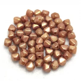 Czech glass bead - Bicone - 4mm - Light Beige Bronze Luster