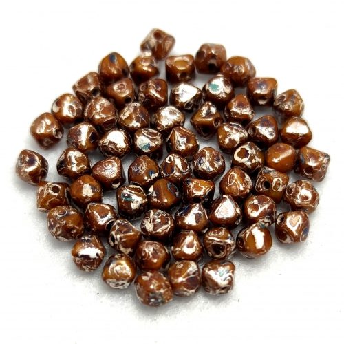 Czech glass bead - Bicone - 4mm - Light Beige Picasso Luster