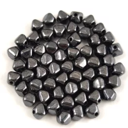 Czech glass bead - Bicone - 4mm - Jet Hematite