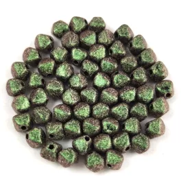Czech glass bead - Bicone - 4mm - Jet Polychrome Olive