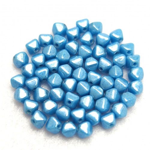 Cseh préselt üveg gyöngy - Bicone - 4mm - Turquoise Blue Luster