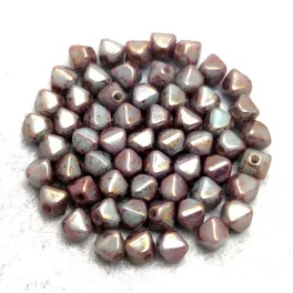 Czech glass bead - Bicone - 4mm - Turquoise Green Bronze