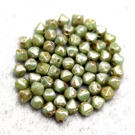 Czech glass bead - Bicone - 4mm - Turquoise Green Picasso