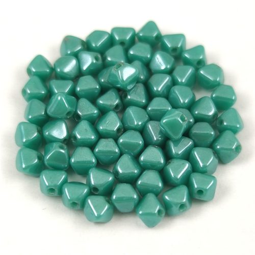 Cseh préselt üveg gyöngy - Bicone - 4mm - Turquoise Green Luster