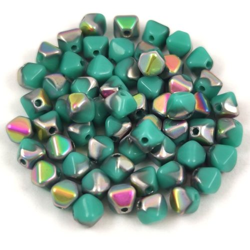 Czech glass bead - Bicone - 4mm - Turquoise Green Vitrail