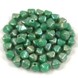 Czech glass bead - Bicone - 4mm - Turquoise Green Picasso