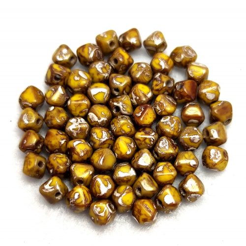 Czech glass bead - Bicone - 4mm - Jonquil Picasso Luster
