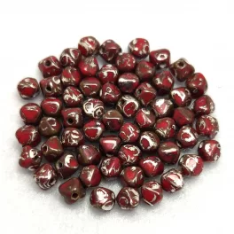 Czech glass bead - Bicone - 4mm - Red Picasso Luster