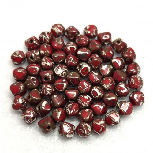 Czech glass bead - Bicone - 4mm - Red Picasso Luster
