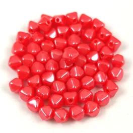 Czech glass bead - Bicone - 4mm - Bright Red Luster