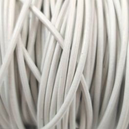 Round Leather Cord - White - 2mm