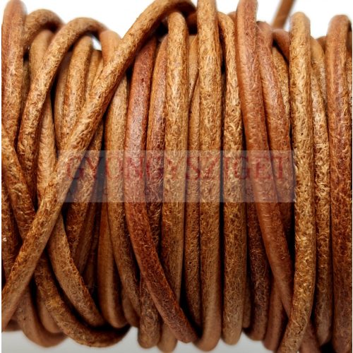 Round Leather Cord - raw - brown - 2mm