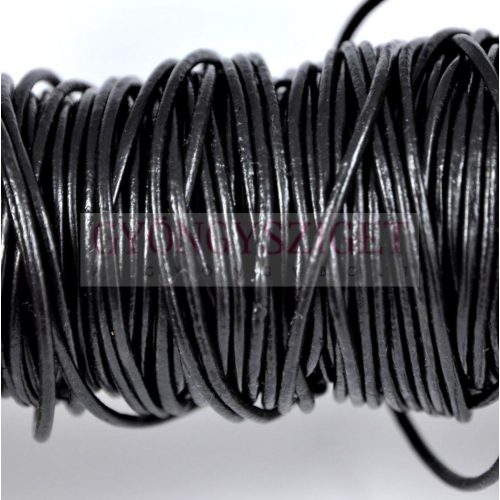 Round Leather Cord - Black - raw - 1,5mm