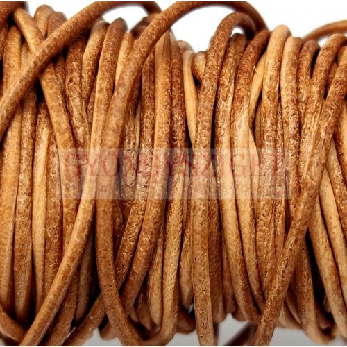 Round Leather Cord - light brown - raw - 1,5mm
