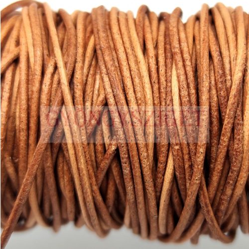 Round Leather Cord - light brown - raw - 1mm