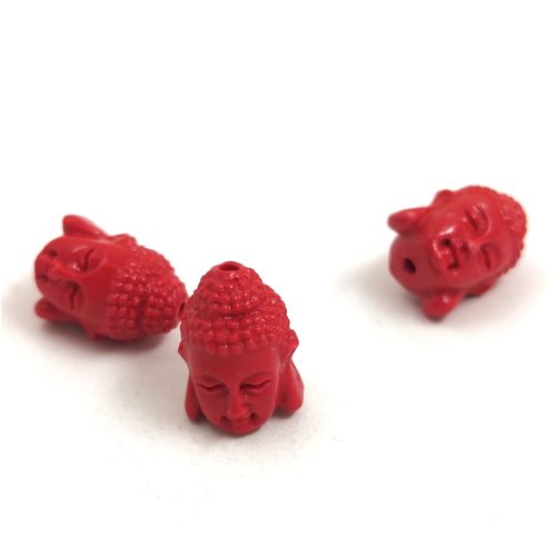 Gyanta gyöngy - Buddha - Piros - 12x16mm