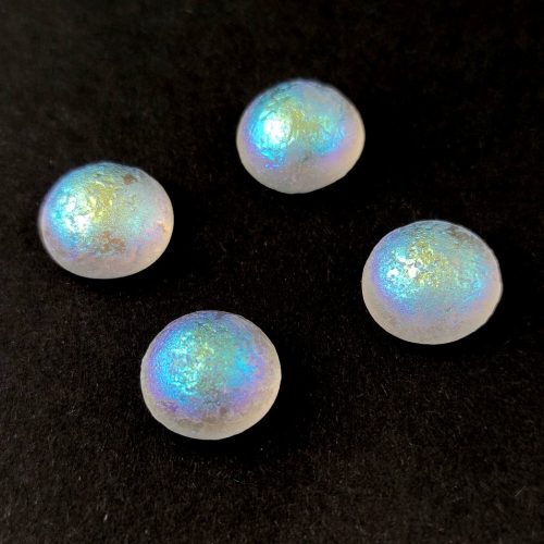 Czech Glass Cabochon - Crystal Etched AB - 10mm