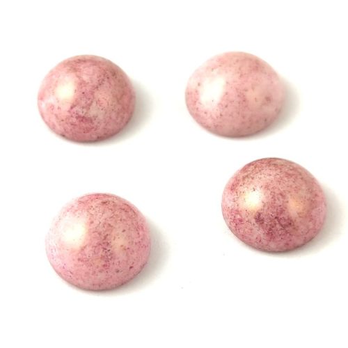 Czech Glass Cabochon - Alabaster Pink Luster - 10mm