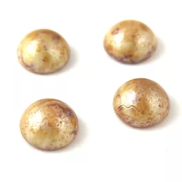 Cseh üveg kaboson - Alabaster Brown Cream Luster - 10mm