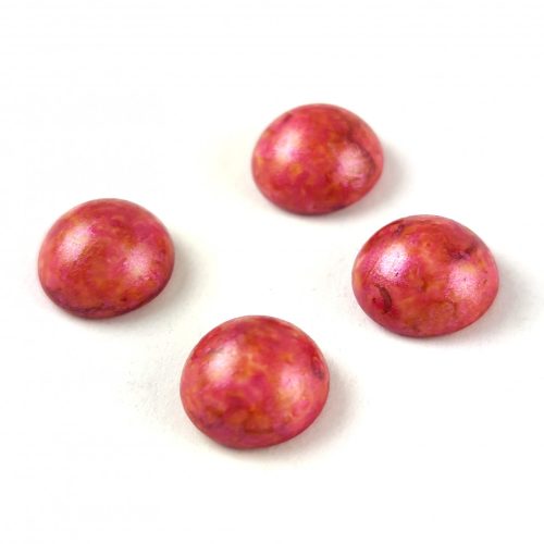 Czech Glass Cabochon - Alabaster Brown Pink Luster - 12mm