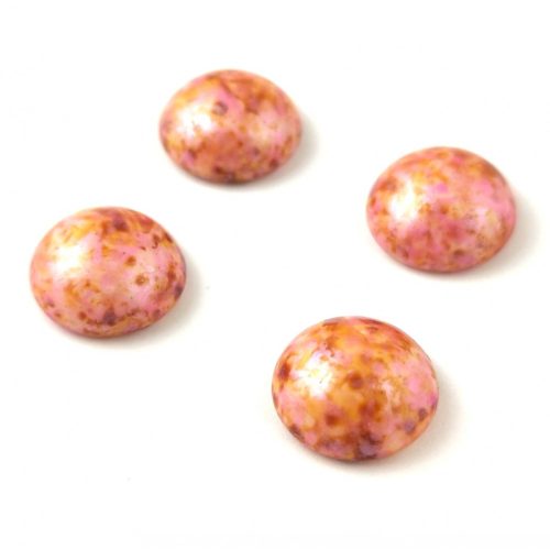Czech Glass Cabochon - Alabaster Pink Luster - 14mm