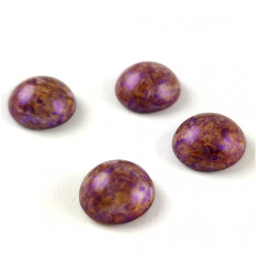Czech Glass Cabochon - Alabaster Purple Brown Luster - 14mm