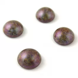 Cseh üveg kaboson - Alabaster Violet Brown Luster - 14mm
