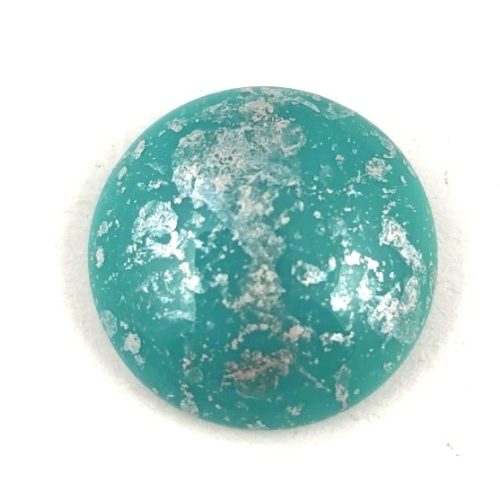 Czech Glass Cabochon - Turquoise Green Silver - 14mm